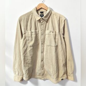 Prana Ridgecrest Corduroy Button Down Shirt Mens L Sandstone Shacket Cotton